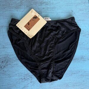 NWT Vtg 'Mary Green' Womens 100% Silk Black Bikini High Waist Briefs Sz Small